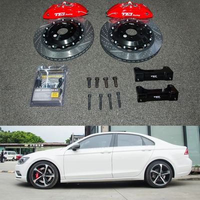 comprar 4 Piston Racing Caliper VW Kit de freno grande 355 * 28 MM Disco de alto carbono de carreras y pastillas de freno para Lamando 18 pulgadas Fabricación en línea