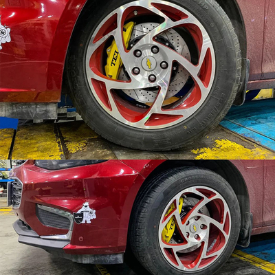 comprar 4 calibre de pistón de carreras Chevrole Kit de freno grande 355 * 28 MM disco de alto carbono de carreras y pastillas de freno para Malibu 17 pulgadas Fabricación en línea