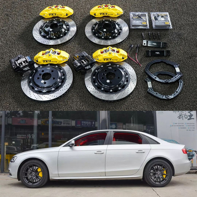 comprar BBK Audi Kit de freno grande para A4 B8 18 pulgadas delantero 6 y trasero 4 pinza de pistón para mantener la función EBP Fabricación en línea