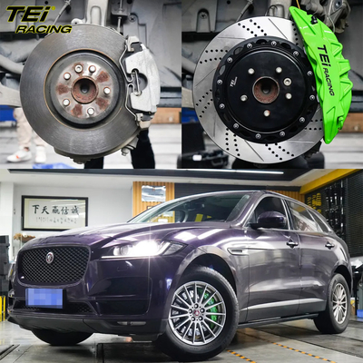 comprar Kit de freno delantero grande 6 pinzas de pistón con rotor de 355x28mm sistema de freno automático BBK para Jaguar F-PACE 18 pulgadas llano de coche Fabricación en línea