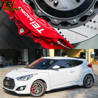 comprar Kit de freno delantero grande 4 pinzas de pistón con rotor 355x28mm sistema de freno automático BBK para Hyundai Veloster 18 pulgadas de llano de coche Fabricación en línea