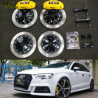 BBK Frente 4 Pot Caliper 355x28mm Rotor y trasero actualización 330mm Rotor Kit de freno grande Sistema de freno automático para Audi A3 17 pulgadas