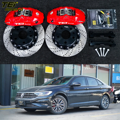 Kit de freno delantero grande 4 pinzas de pistón con rotor de 300x28mm Sistema de freno automático BBK para Volkswagen Sagitario 16 pulgadas del borde del coche