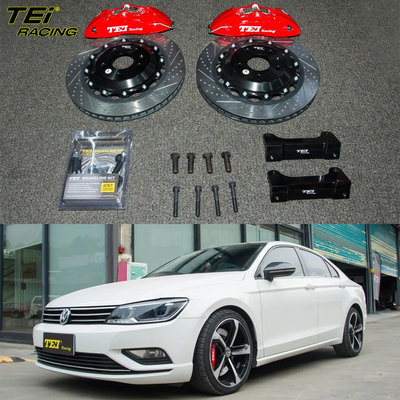 Kit de freno delantero grande 4 pinzas de pistón con rotor de 355x28 mm Sistema de freno automático BBK para Volkswagen Lamando 16 pulgadas del borde del coche
