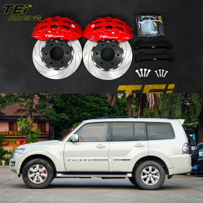 Kit de freno delantero grande 6 pinzas de pistón con rotor de 332x32mm BBK sistema de freno automático para MITSUBISHI PAJERO 17 pulgadas del borde del coche
